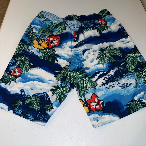 GAP 10" Pool Swim Board Shorts Mens Sz Small Hawaiian Blue Floral Resort Pockets - Picture 7 of 10